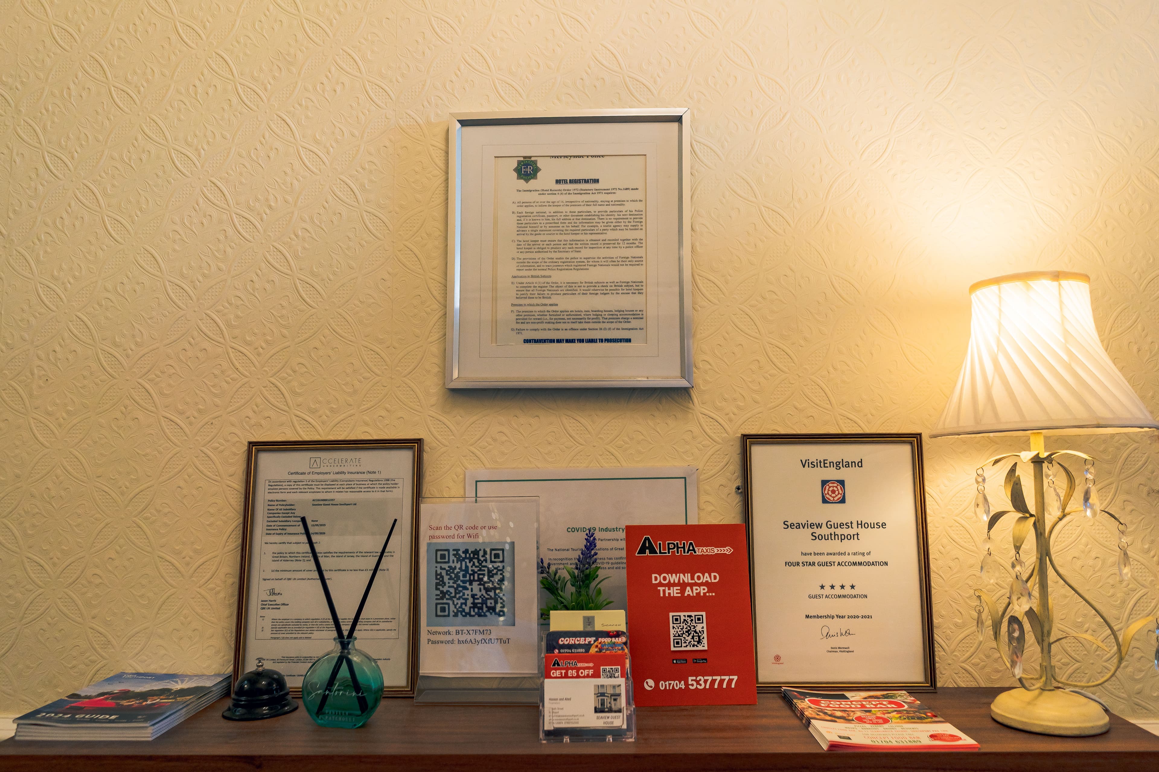 VisitEngland Quality Rating Accreditation Certificate - Seaview Guest House